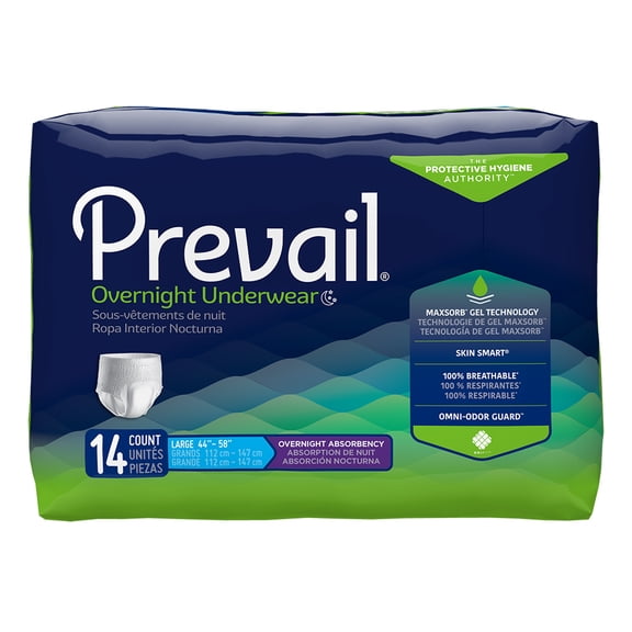 Prevail Disposable Underwear Pull On with Tear Away Seams Large, PVX-513, Overnight, 56 Ct