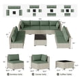 thumbnail image 7 of MRUAKA 9 Pieces Patio Conversation Set, Outdoor Sectional PE Rattan Wicker Furniture Seat,Light Green, 7 of 7