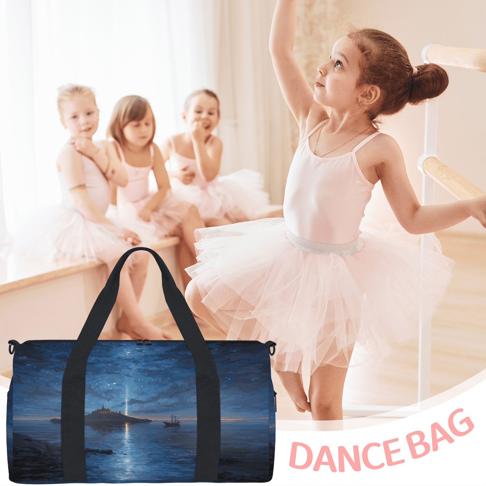 Herdesigns Ocean Beach Gym Bag for Women, Duffle Bag for Travel Sport, Nautical Sailboat Lightweight Waterproof Carry on Weekender Dance Yoga Workout Bags