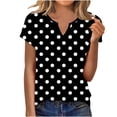 thumbnail image 2 of Ruimatai Women's Tops V-Neck Short Sleeve Blouse Polka Dot Print Casual Soft Breathable Summer Top, 2 of 6