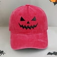 thumbnail image 2 of Luo Fashion Halloween Pumpkin Face Baseball Cap for Men Women, Washed Vintage Cotton Halloween Hat, Spooky Pumpkin Embroidery Ball Cap, Halloween Baseball Hat, Halloween Cap for Adults Party Cos-tume, 2 of 4
