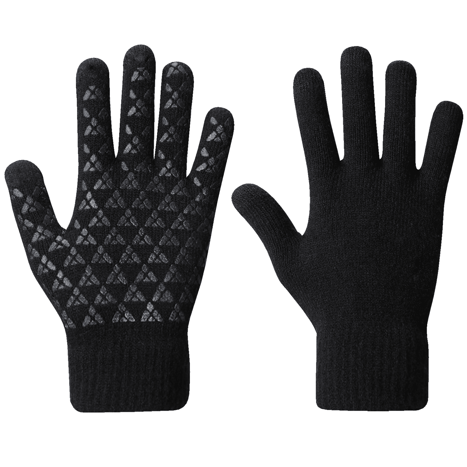 Touch Screen Unisex Gloves Warm Winter Knitted Full Finger Stretch Gloves BLACK 