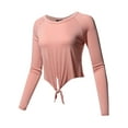thumbnail image 1 of FashionOutfit Women's Solid Raglan Long Sleeves Tie Front Crop Top, 1 of 1