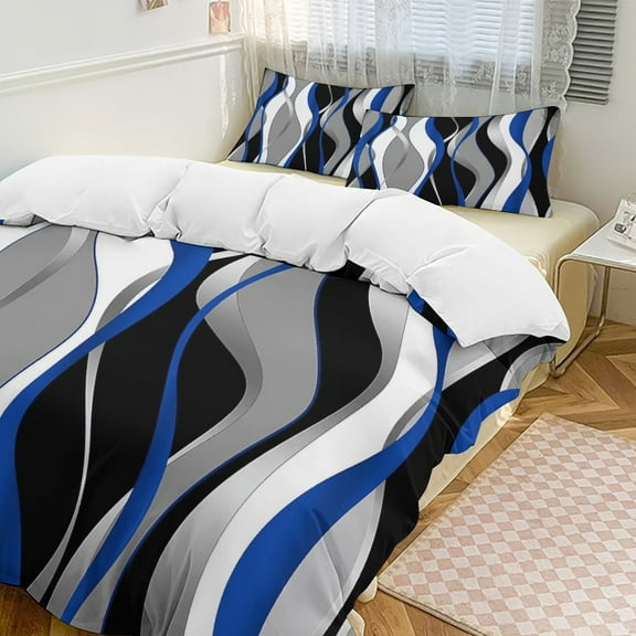 Stereo Abstract Line Gradient Set Duvet Cover Themed Multicolor Polyester Bedding Set Duvet Cover for Twin Size