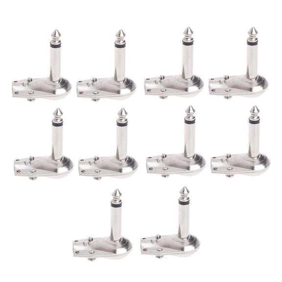 NANMELX 10 Pcs 1/4" 6.35mm Mono Speaker Right Angle Guitar Phono Plug Pancake Connector