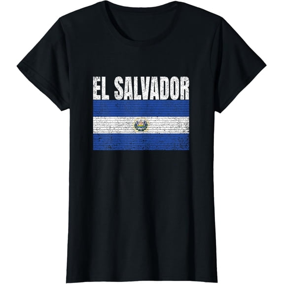 t-shirt El Salvador Country Vintage Salvadorean National Flag Gift T-Shirt mens,black,women,funny,journey,Crew Neck, Short Sleeve,printing