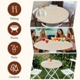 thumbnail image 7 of Vintage Cream Round Tablecloth, Fitted Table Cover with Elastic for 45"-54" Round Tables, Farmhouse Retro Beige Solid Color Table Cloth Outdoor Indoor Dinning Party Waterproof Tablecloths, 7 of 7