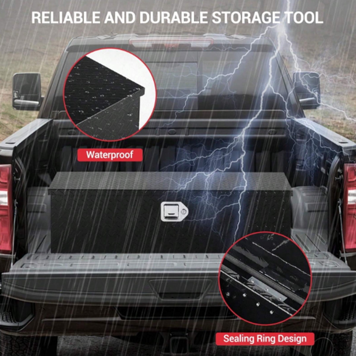Danolapsi 30 Inch Aluminum Truck Tool Box, Truck Bed Storage Box With Security Lock And Wider Handles, Heavy Duty Waterproof Tool Box Organizer Chest For Pick Up Truck Rv Trailer