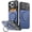Blue, variant on ELEHOLD Shockproof Rugged Card Slot Sliding Camera Shield Hybrid Cell Phone Case Ring Stand Cover for iPhone 17 Pro Max,Black