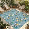 thumbnail image 2 of Outdoor Rug 3x5 ft Teal Hummingbird Outdoor Large Area Rug Non Slip Rubber Lemon Fruit Branch Front Door Mat RV Rug Camping Carpet Patio Outdoor Rugs for Backyard Balcony Deck Porch Indoor, 2 of 9
