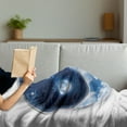 thumbnail image 3 of Space Soft Flannel Fleece Throw Blanket, Yin Yang World Moon and Sun Harmony of the Universe Art Print, Cozy Plush for Indoor and Outdoor Use, 60" x 80", Navy Blue Sky Blue White, by Ambesonne, 3 of 5