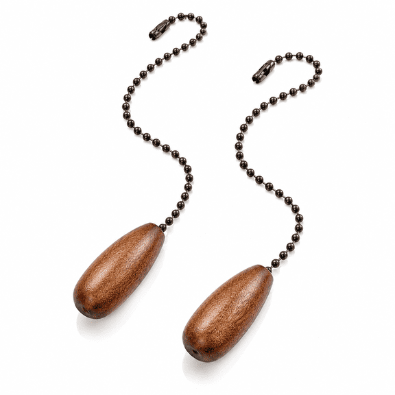 Ceiling Fan Pull Chain Extender,2pcs Wooden Decorative Pendant Extension Chains,12 Inches Lighting & Fan Beaded Ball Fan Cord Extender Ornament with Connector