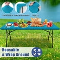 thumbnail image 6 of decorUhome Rectangle Stretch Spandex Tablecloth, Washable Reusable Table Cover for 6 FT Tables, Waterproof Fitted Table Cloth for Party, Picnic (Turquoise, 30"x72"), 6 of 10