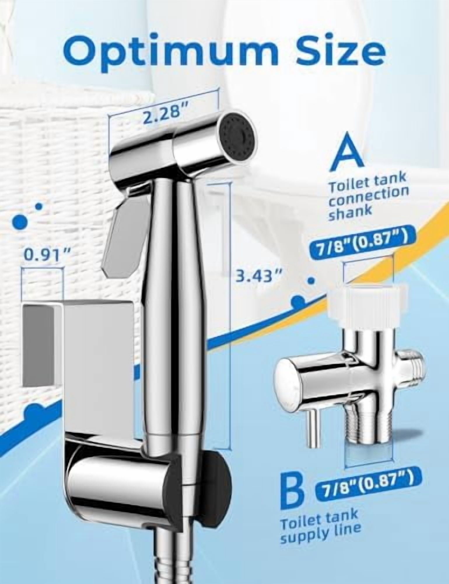 Chrome Handheld Bidet Sprayer, Jet Sprayer for Toilet Muslim Shower, Adjustable Bidets Attachment for Toilet, Bidet Hose for Feminine Wash