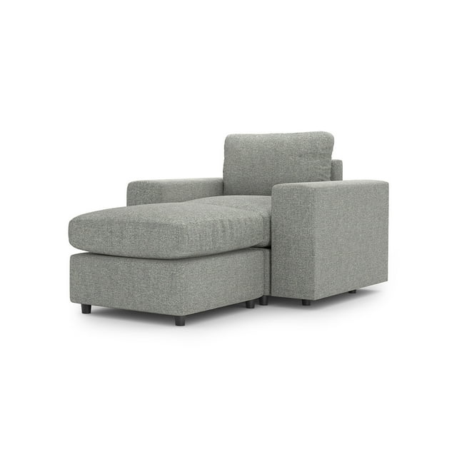 Sillón Individual Seccional Adapti Modular Moderno Reposabrazo Ancho + Otomano Gris Niebla