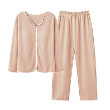 Amidoa Pj Set for Women Trendy Long Sleeve Lapel Collar Solid Homewear Lounge Sets for Women