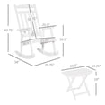 thumbnail image 3 of Outsunny Patio Wooden Rocking Chair with Table, Outdoor Rocker Set with High Back Armchair and Foldable Side Table for Backyard, Garden, Porch, White, 3 of 9