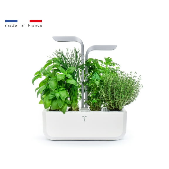 Veritable® SMART Arctic White - Hydroponics Growing System, Indoor garden w/LED grow light, 4 Organic pre-seeded Lingots® refills included. Self irrigation w/ blinking alert. Made in France