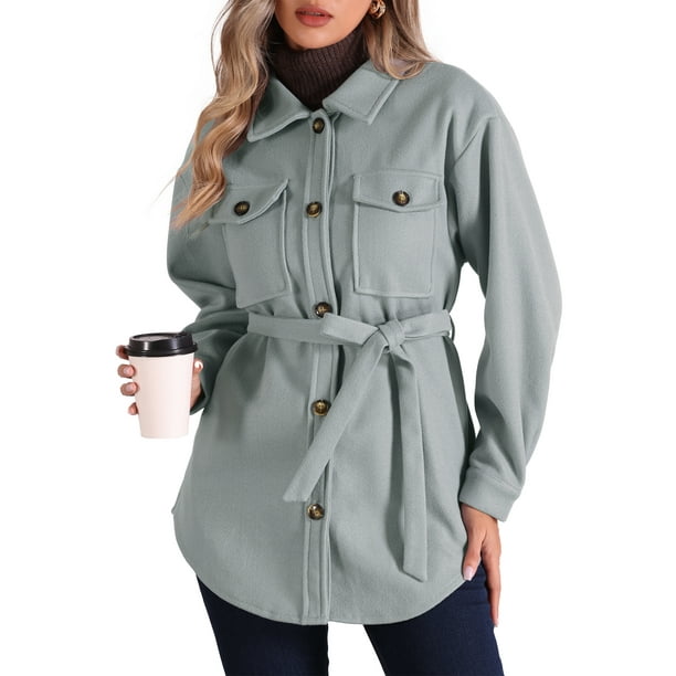 CHAQUETA TRENCH CASUAL INSPIRE CHIC PARA MUJER, ABRIGO DE INVIERNO CON BOTONES, PEACOAT CON CINTURÓN, ABRIGOS LIGEROS GRIS CLARO XL