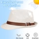 thumbnail image 4 of Sombrero de 56-58 cm de circunferencia para hombres y mujeres, sombrero de copa con cinturón, sombrero de ala corta, sombrero de jazz de verano, sombrero de paja con protección solar, 4 of 5