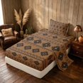 thumbnail image 2 of Manfei Boho Aztec Tribal Twin Sheets, Bohemian Geometric Bedding, Black, Black Reversible 3-Piece1 Flat Sheet + 1 Fitted Sheet + 1 Pillowcase, 2 of 6