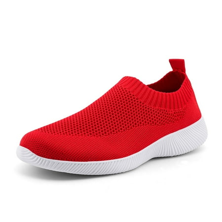 

Lightweight Red Knitted Versatile Sneakers Fashion Slip On Running Sports Shoes Women‘s Footwear