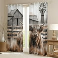 thumbnail image 2 of Manfei Highland Cattle Black Out Curtains, Rustic Farmhouse Windmill Curtains Pack of 2 (42x63 Each), Farm Animal Bedroom Curtains, Luxury Home Decor, 2 of 6