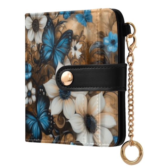 Qxltty Stunning Floral Ladies Wallet Rfid Slim Thin Compact Credit Card Women Wallet Zipper Coin Pocket and ID Window for Female Gifts