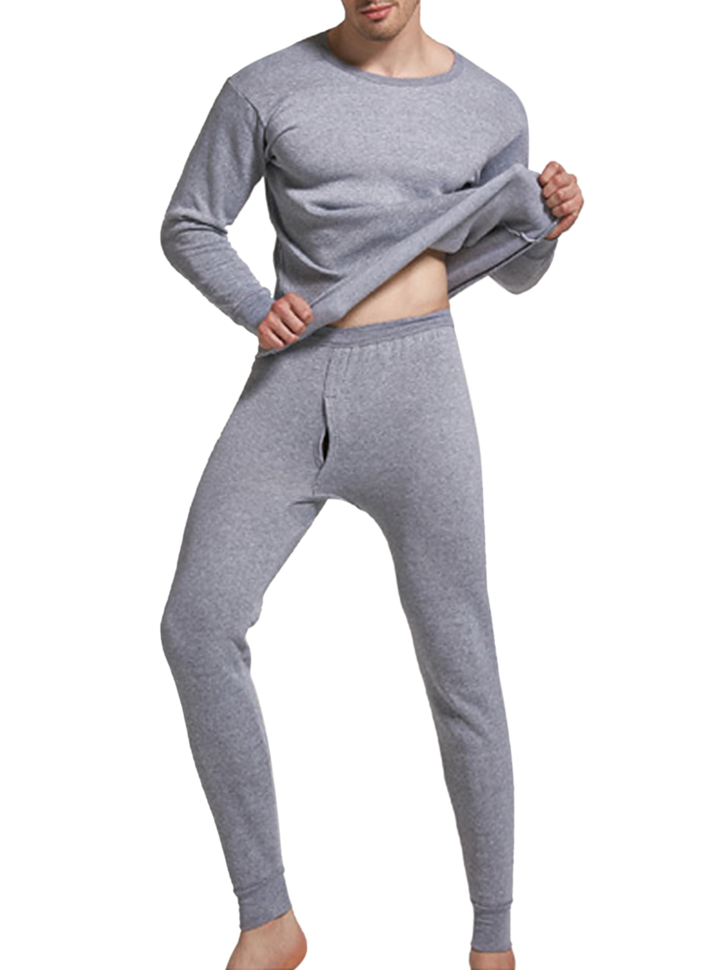 Fleece Lined Men's Long Johns Thermal Underwear Bottom Pants Home Pajamas