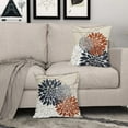 thumbnail image 3 of Navy Blue Orange Pillow Covers 18x18 Inch Fall Decorations Dahlia Decorative Throw Pillows Outdoor Farmhouse Decor for Sofa Couch Bed Modern Autumn Colored Flower Linen Square Cushion Case, Set of 2, 3 of 6