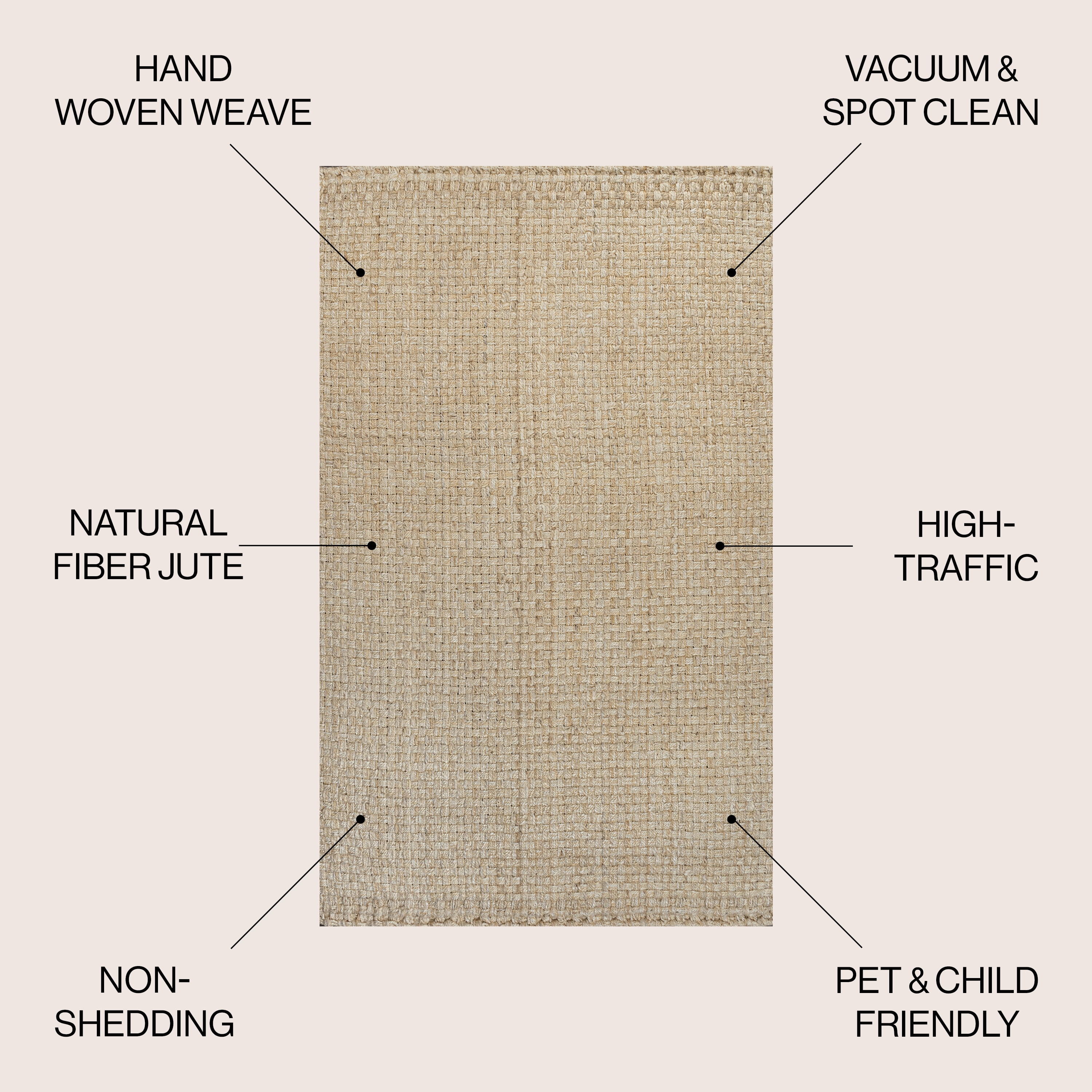 JONATHAN Y NATURAL FIBER 5 x 8 Area Rug, Estera Hand Woven Boucle Chunky Jute - Ivory, NFR102B-5