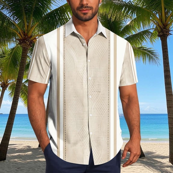 Mgmyaa Men's Summer Short Sleeve Button Down Shirts Casual Collared Printed T Shirts