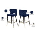 thumbnail image 2 of Pemberly Row Contemporary 28"H Velvet Counter Stool in Navy (Set of 2), 2 of 5