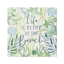 Stupell Industries Life Better at Beach Animals & Insects Painting Gallery Wrapped Canvas Art Print Wall Art, 17 x 17