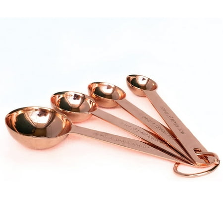 

Modern Stainless Steel Measuring Spoons 4 Piece Rose Gold Copper Stylish Stackable for Cooking and Baking Tools