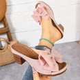 thumbnail image 6 of Dakaela Open Toe Heeled Sandals for Women Low Block Heels Bowknot Pumps Mules Backless Slip on Casual Wedding Dress Shoes Size 6-11 Pink, 6 of 9