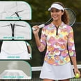 thumbnail image 6 of Uorisanigo Cute Capybaras Womens 3/4 Sleeve Golf Shirts Comfortable Polyester Spandex Fabric Women's Dry-Fit Golf Polo Shirts with Zipper Versatile Workout Sports Pullover Size 2XL, 6 of 7
