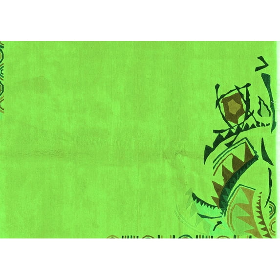 Ahgly Company Indoor Rectangle Abstract Green Modern Area Rugs, 3' x 5'