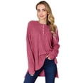 thumbnail image 6 of Basic Bae Ribbed Half Button High Low T Shirt Women’s Stylish Long Sleeve Casual Top, 6 of 10
