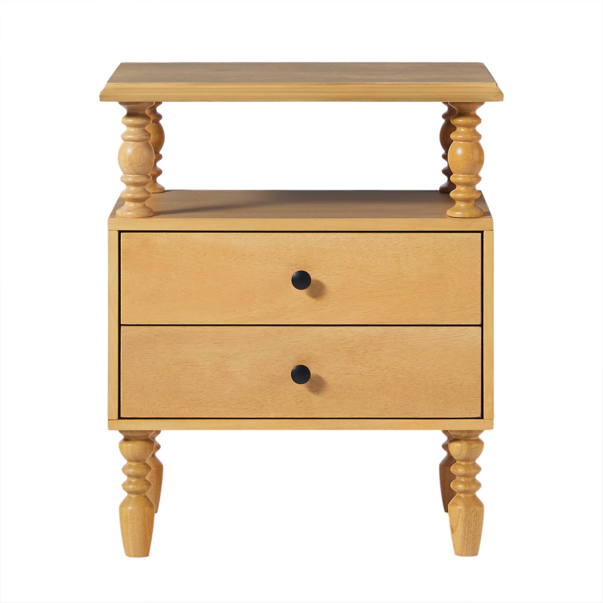 Vivienne Walker Edison Easy Assembly Solid Wood Spindle 2-Drawer Nightstand - Natural
