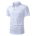 thumbnail image 3 of FRSASU Men's Polo Shirts Short Sleeve Casual Classic Solid Summer Collared Golf Shirts with Pocket White, 3 of 9