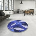 thumbnail image 4 of Ahgly Company Machine Washable Indoor Round Transitional Sky Blue Area Rugs, 4' Round, 4 of 7