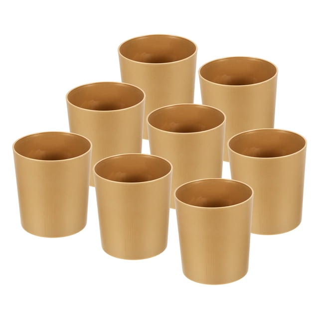 Uxcell 4" Maceta de plástico redonda para flores, contenedor para interior y exterior, paquete de 8 en dorado