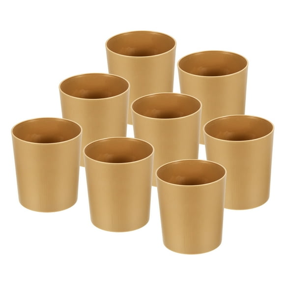 Uxcell 4" Maceta de plástico redonda para flores, contenedor para interior y exterior, paquete de 8 en dorado