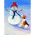 thumbnail image 1 of 11 x 15 Po. Snowman avec Fox Terrier Drapeau de Jardin, 1 of 1