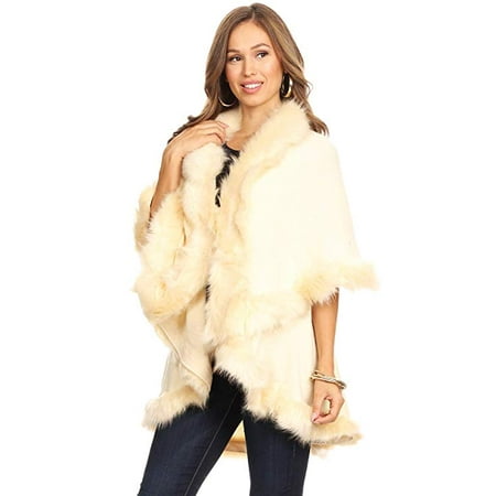 - Women's Luxury Bridal Faux Fur Shawl Wraps Cloak Coat Sweater Cape