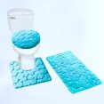 thumbnail image 2 of Velvet Memory Foam 3 piece Bathroom Rug Mat Lid Cover Set Non Slip Machine Wash Water Absorbent Turquoise Color for Bathroom Décor, 2 of 5
