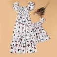 thumbnail image 3 of IBTOM CASTLE Mommy and Me Dress Summer Casual Boho Floral A-Line Ruffled Flowy Beach Hawaiian Vacation Maxi Dress 8-9 Years White Butterfly, 3 of 8