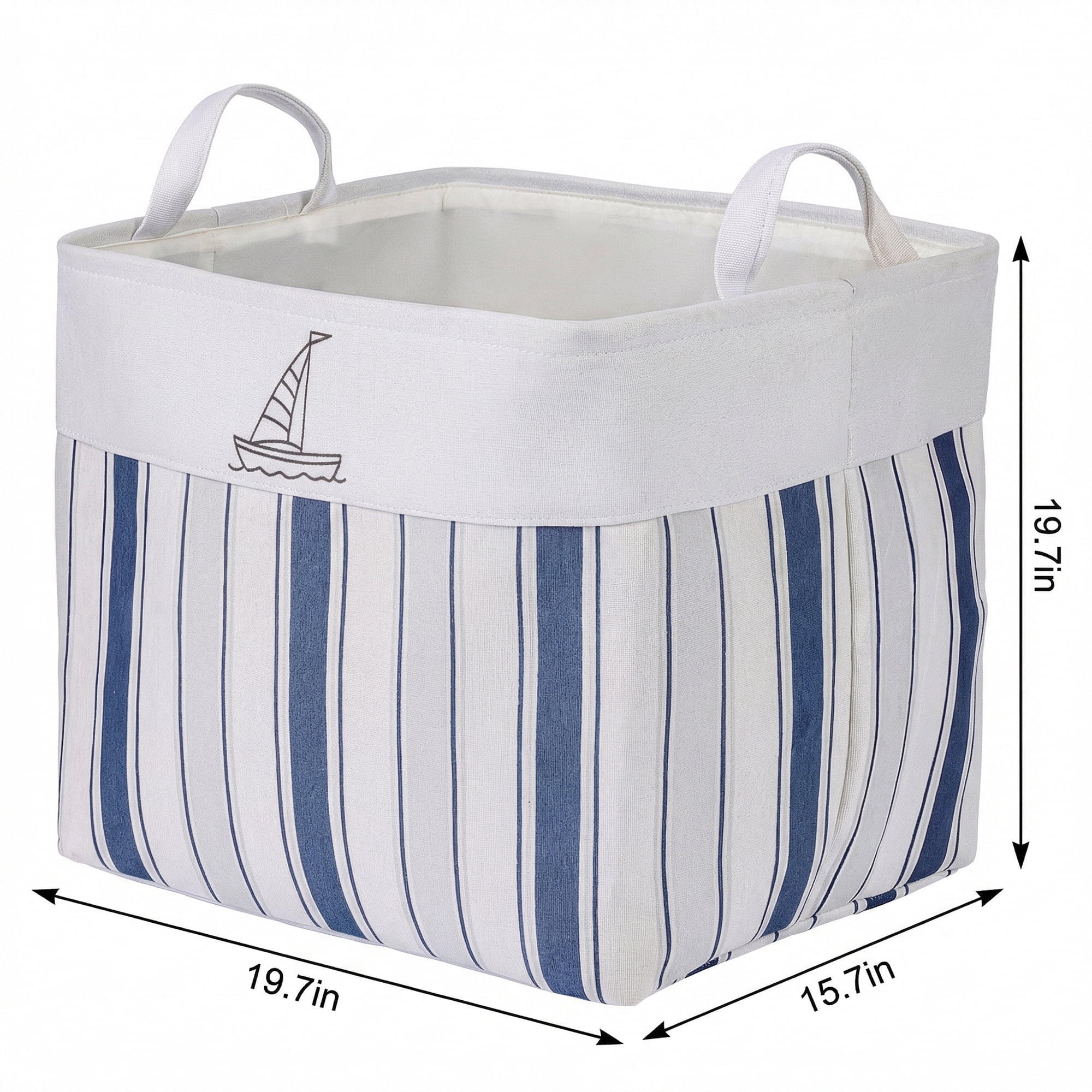 Unique Bargains 1pc Fabric Storage Bin Drawstring Storage Basket White 19.7*15.7*19.7in
