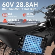 Electric Dirt Bike for Adults 50 mph Max Speed 4500W Mid-Drive Motor X1 Spark E-Bike up to 60Miles Range Fat Tire E Bike with 14/12 Wheel 60V 28.8AH Battery off Road Mountain E Bike, UL2849 by SGS